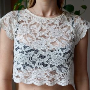 White Lace Crop Top